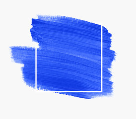 Blue brush paint acrylic background vector. Perfect design for headline and sale banner. Square shape abstract over frame.
