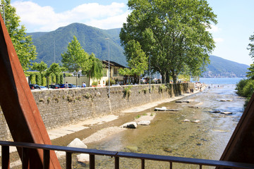 Lugano / Switzerland - June 01, 2019: Cassarate river, Lugano, Switzerland, Europe