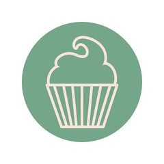 sweet cupcake block and line icon