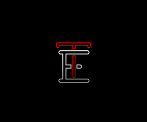 Initial letter E and T, ET, TE, overlapping interlock logo, monogram line art vintage style on black background