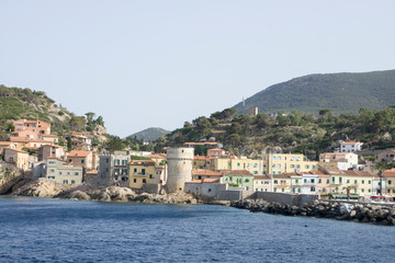 Fototapeta na wymiar Giglio island from Porto Santo Estefano in Monte Argentario Grosseto Tuscany Italy