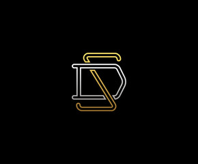 Initial letter S and D, SD, DZ, overlapping interlock logo, monogram line art vintage style on black background