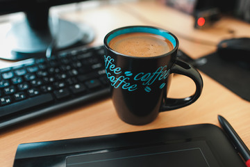 delicious coffee drink in your hands during quarantine