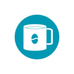 drinks coffee cup with bean emblem blue block style icon