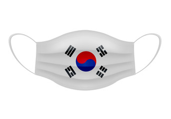 Coronavirus in South Korea. Graphic of surgical mask with South-Korean flag. Novel coronavirus (2019-nCoV or CoVid-19). Medical face mask as concept of coronavirus quarantine. Coronavirus outbreak.