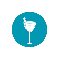 drinks glass cocktail with olives in stick blue block style icon