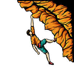 athlete climb the rock vector illustration hand drawn