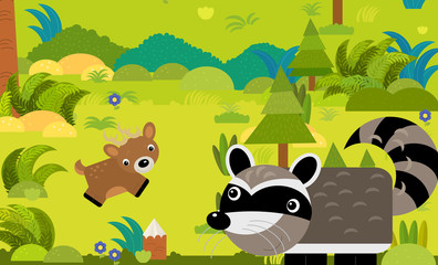 Obraz na płótnie Canvas cartoon scene with different european animals in the forest illustration
