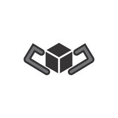 CJ letter, 3D Delivery service package box logo design vector