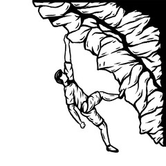 athlete climb the rock vector illustration hand drawn