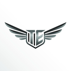 Initial Letter TE with Wings