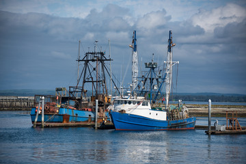 Fototapeta na wymiar Large fishing boats at Westport Marina