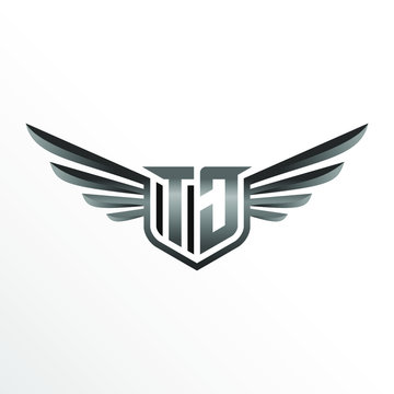 Initial Letter TJ with Wings