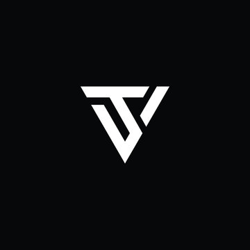  Minimal elegant monogram art logo. Outstanding professional trendy awesome artistic TV VT ST TS initial based Alphabet icon logo. Premium Business logo White color on black background