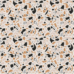 Terrazzo background texture. Vector seamless pattern. Natural stone, glass, quartz, concrete, marble. Classic italian type of floor. Terrazzo design.
