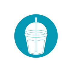 drinks plastic disposable cup milkshake with straw blue block style icon