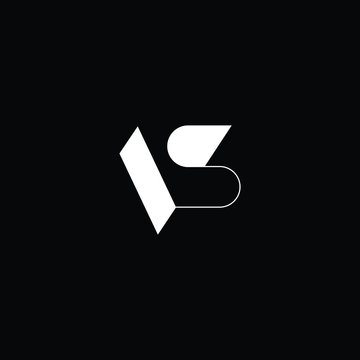  Minimal elegant monogram art logo. Outstanding professional trendy awesome artistic VS SV initial based Alphabet icon logo. Premium Business logo White color on black background