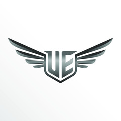 Initial Letter UE with Wings