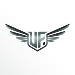 Initial Letter UF with Wings