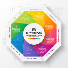 Octagon infographic fot business concept with 8 options,Abstract design element,Vector illustration.