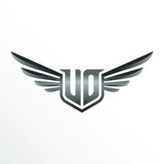 Initial Letter UO with Wings