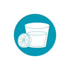 drinks glass cup and slice lemon cocktail blue block style icon