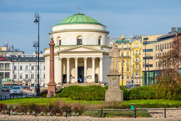 Fototapeta na wymiar XIX century St. Alexander’s Church - Kosciol sw. Aleksandra - on the Three Crosses Square in historic city center of Warsaw, Poland