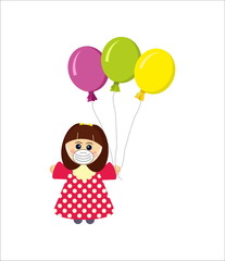 Girl in medical mask, protection from coronavirus