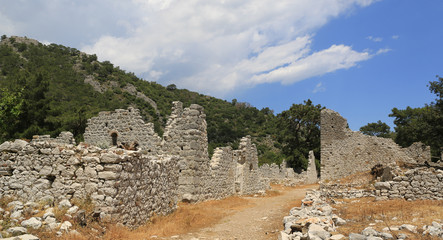 Fototapeta na wymiar ancient street among ruins in Olympos city