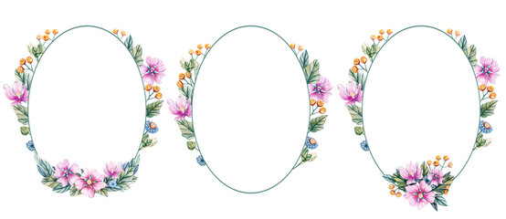 Oval frame of wildflowers for a wedding.