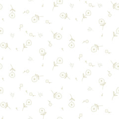 Floral seamless pattern with tiny flowers. Vector white background.