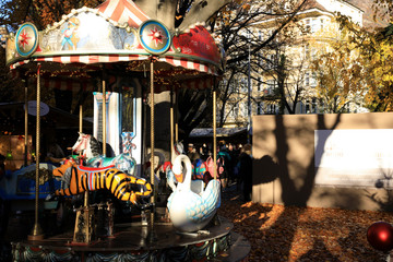 Bolzano (BZ), Italy - December 01, 2019: A carousel near christmas market area, Bolzano, Alto...