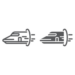 Hyperloop line and glyph icon, technology and transport, future train sign, vector graphics, a linear pattern on a white background, eps 10.