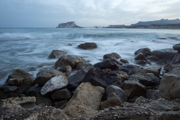 Fototapeta na wymiar Calpe from Moraira viewpoint Marina Alta coast in Alicante province Spain