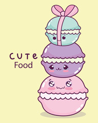 cute food pile of macaroon sweet dessert pastry cartoon