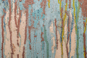 Old painted wall with cracked paint