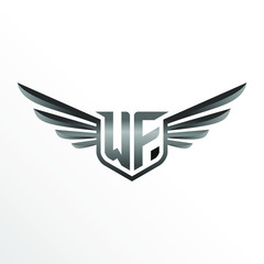 Initial Letter WF with Wings