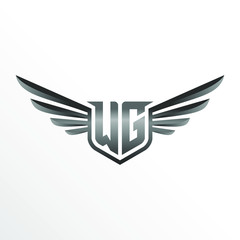 Initial Letter WG with Wings