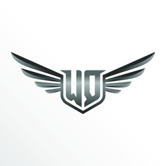 Fototapeta premium Initial Letter WQ with Wings