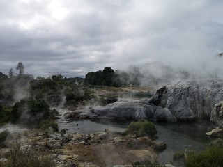 steaming hot spring