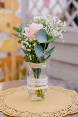 Details of a luxurious floral arrangement of a wedding or ceremony