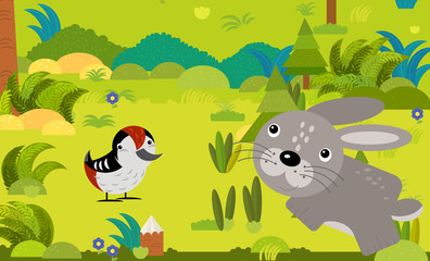 Fototapeta na wymiar cartoon scene with different european animals in the forest illustration