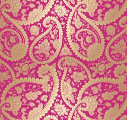 traditional paisley floral pattern , textile , Rajasthan, India	