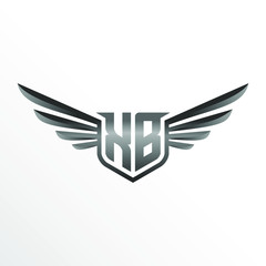 Fototapeta premium Initial Letter XB with Wings