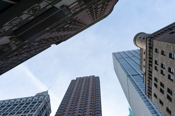 Fototapeta na wymiar Old and New Lower Manhattan Skyscrapers in New York City