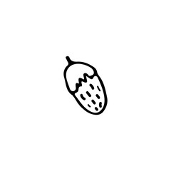 Black and white image of a strawberry berry. Vector illustration. Hand-drawn doodle for design, web, icons.