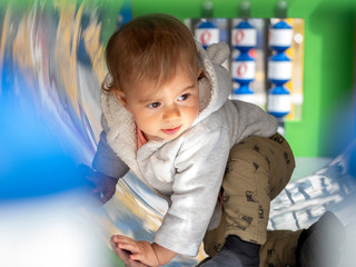 Portrait of toddler in a playground