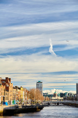 A view along the quays in Dublin City, Ireland