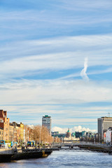 A view along the quays in Dublin City, Ireland