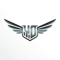 Fototapeta premium Initial Letter YO with Wings